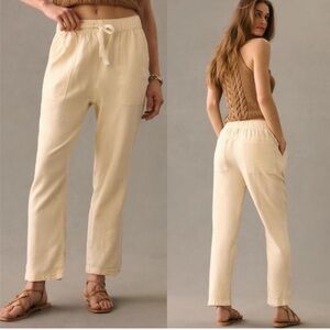 ANTHROPOLOGIE PILCRO Linen Drawstring Relaxed Slouchy Fit Pants Cream Women’s S